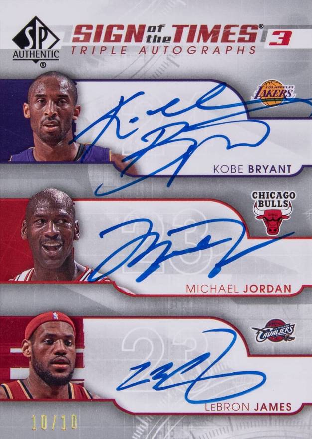2008 SP Authentic Sign of the Times Triple Kobe Bryant/LeBron James/Michael Jordan #STJBJ Basketball Card