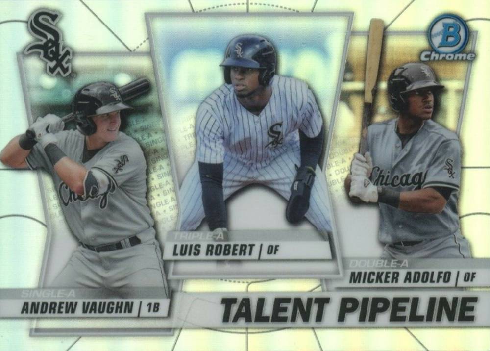 2020 Bowman Chrome Talent Pipeline Trios Andrew Vaughn/Luis Robert/Micker Adolfo #TPCWS Baseball Card