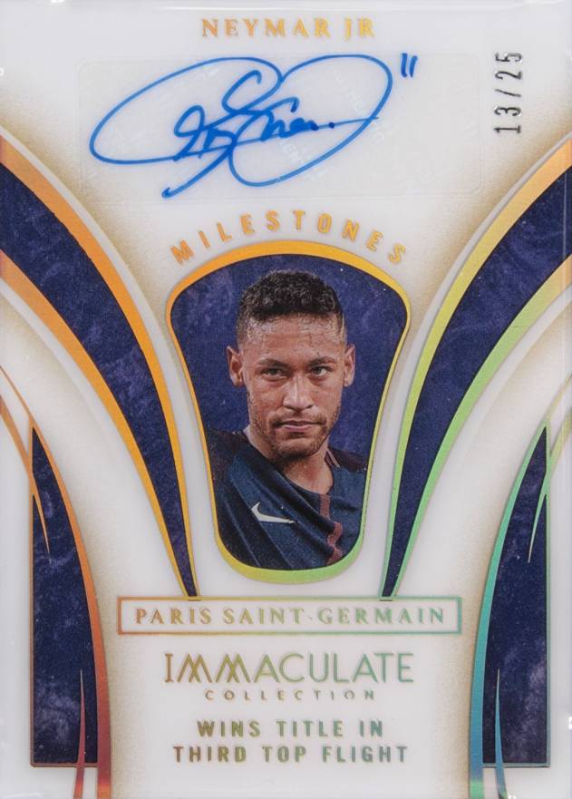 2020 Panini Immaculate Collection Milestones Autograph Neymar Jr. #MINJR Soccer Card