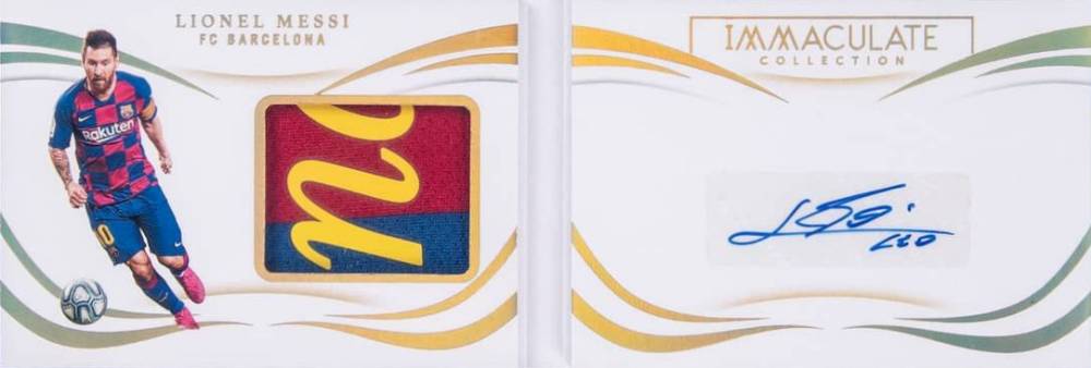 2019 Panini Immaculate Collection Patch Autograph Booklets Lionel Messi #PB-LM Soccer Card