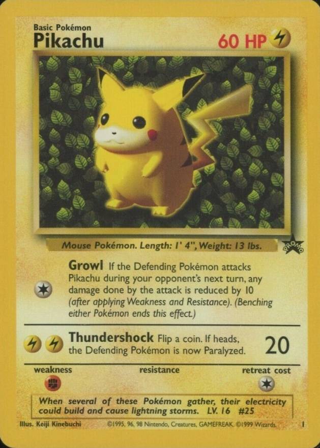 1999 Pokemon League Promo Pikachu #1 TCG Card