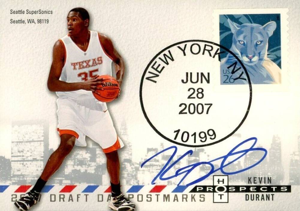 2007 Fleer Hot Prospects Draft Day Postmarks Kevin Durant #PM-KD Basketball Card