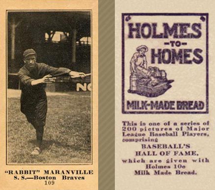 1916 Holmes for Homes Bread Rabbit Maranville #109 Baseball Card