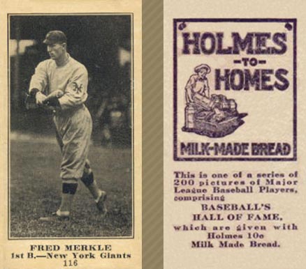 1916 Holmes for Homes Bread Fred Merkle #116 Baseball Card