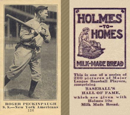 1916 Holmes for Homes Bread Roger Peckinpaugh #136 Baseball Card