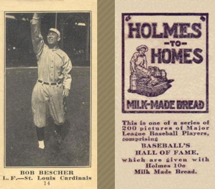 1916 Holmes for Homes Bread Bob Bescher #14 Baseball Card