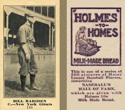 1916 Holmes for Homes Bread Bill Rariden #141 Baseball Card