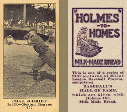 1916 Holmes for Homes Bread Chas. Schmidt #157 Baseball Card