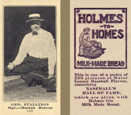 1916 Holmes for Homes Bread Geo. Stallings #169 Baseball Card