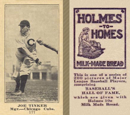 1916 Holmes for Homes Bread Joe Tinker #177 Baseball Card