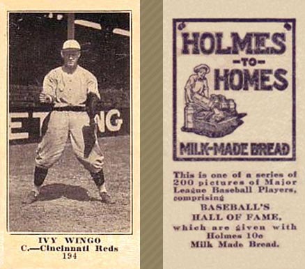 1916 Holmes for Homes Bread Ivy Wingo #194 Baseball Card