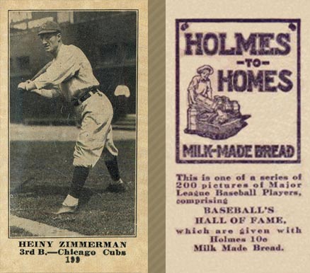 1916 Holmes for Homes Bread Heiny Zimmerman #199 Baseball Card