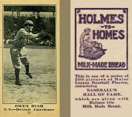 1916 Holmes for Homes Bread Owen Bush #20 Baseball Card
