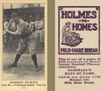 1916 Holmes for Homes Bread Bobbie Byrne #22 Baseball Card
