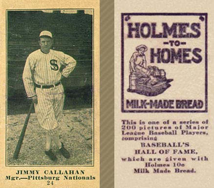 1916 Holmes for Homes Bread Jimmy Callahan #24 Baseball Card