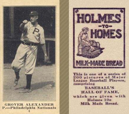 1916 Holmes for Homes Bread Grover Alexander #4 Baseball Card
