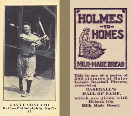 1916 Holmes for Homes Bread Gavvy Cravath #41 Baseball Card