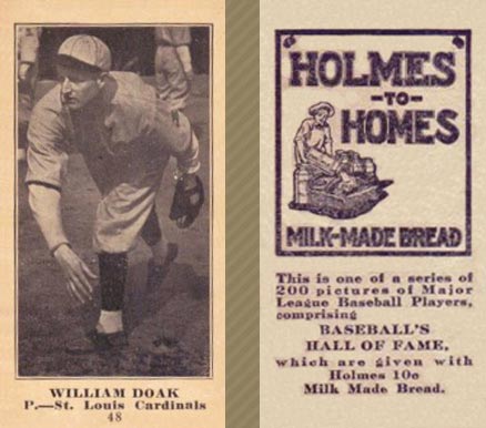 1916 Holmes for Homes Bread William Doak #48 Baseball Card