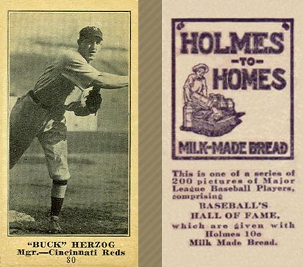 1916 Holmes for Homes Bread Buck Herzog #80 Baseball Card