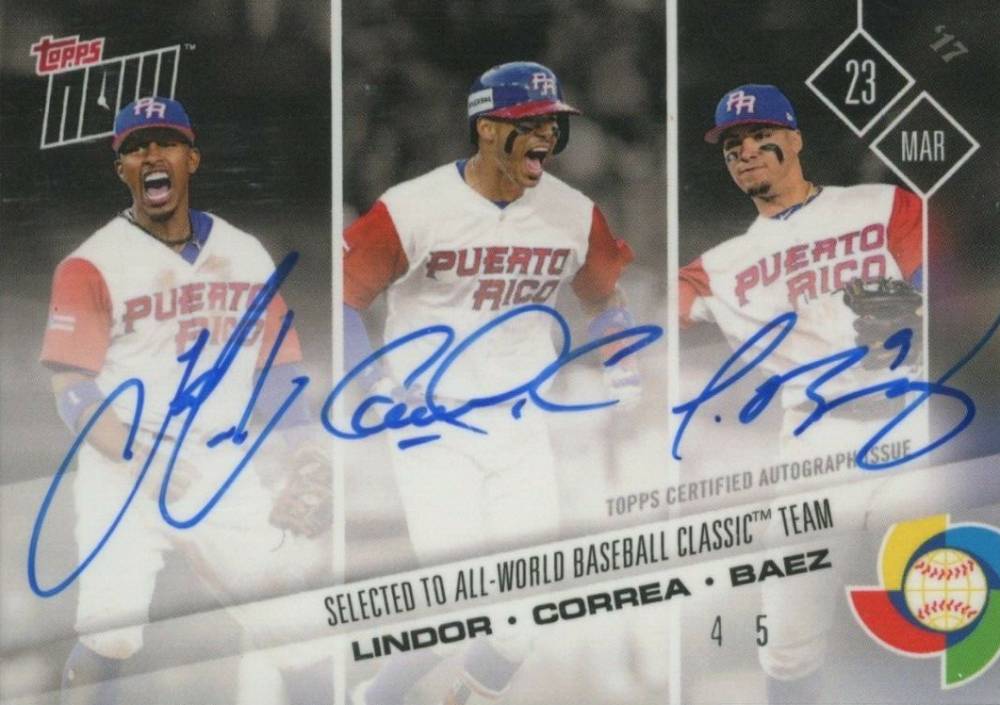 2017 Topps Now World Baseball Classic Lindor/Correa/Baez #CLBC Baseball Card