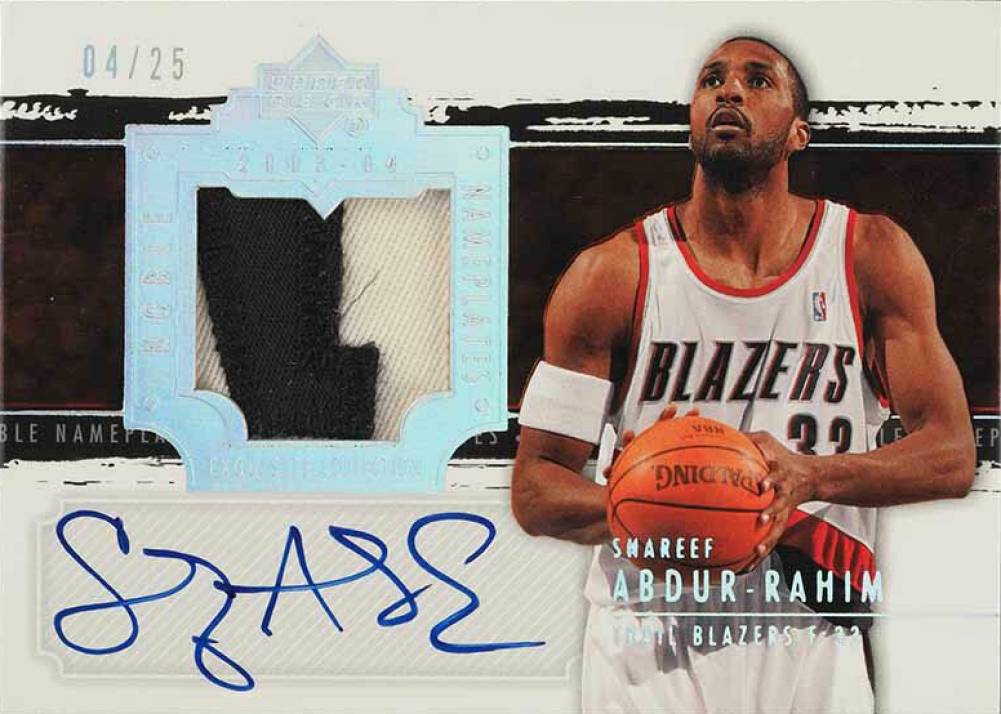 2003 Upper Deck Exquisite Collection Noble Nameplates Autograph Shareef Abdur-Rahim #NN-SA Basketball Card