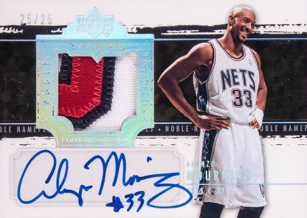 2003 Upper Deck Exquisite Collection Noble Nameplates Autograph Alonzo Mourning #NN-ZO Basketball Card