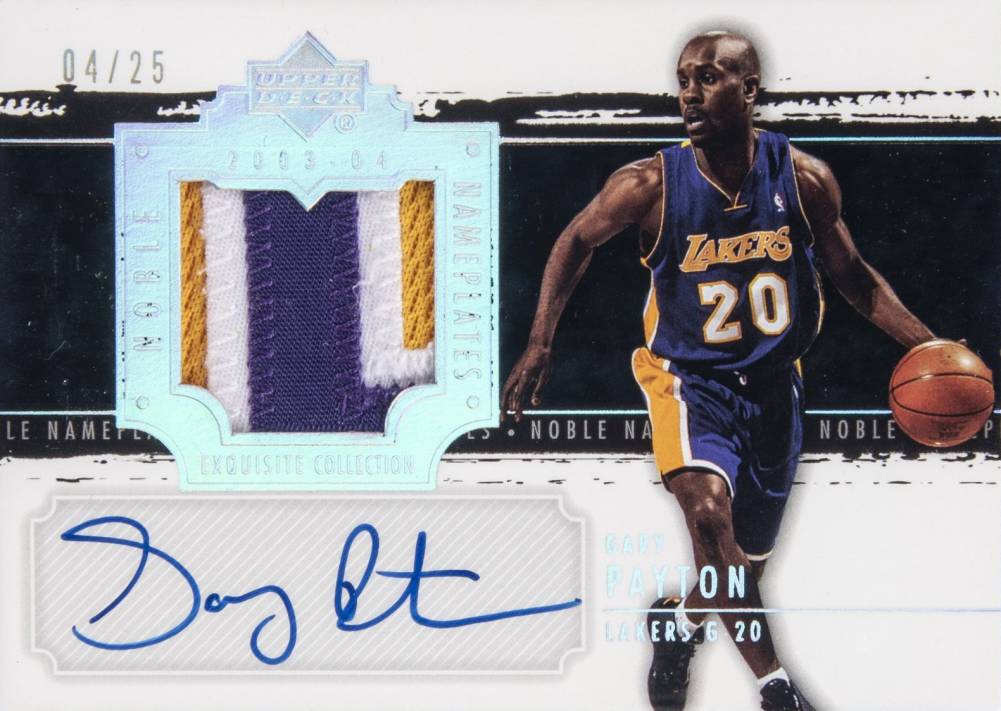 2003 Upper Deck Exquisite Collection Noble Nameplates Autograph Gary Payton #NN-GP Basketball Card