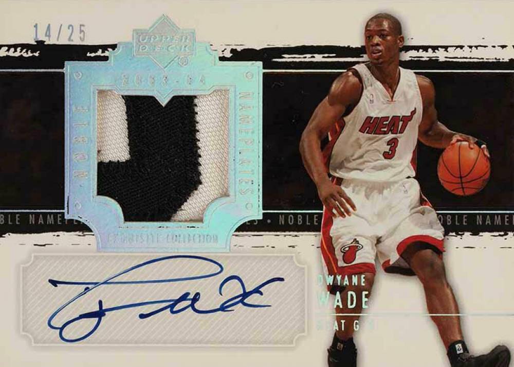 2003 Upper Deck Exquisite Collection Noble Nameplates Autograph Dwyane Wade #NN-DY Basketball Card