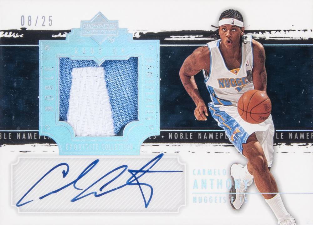 2003 Upper Deck Exquisite Collection Noble Nameplates Autograph Carmelo Anthony #NN-CA Basketball Card