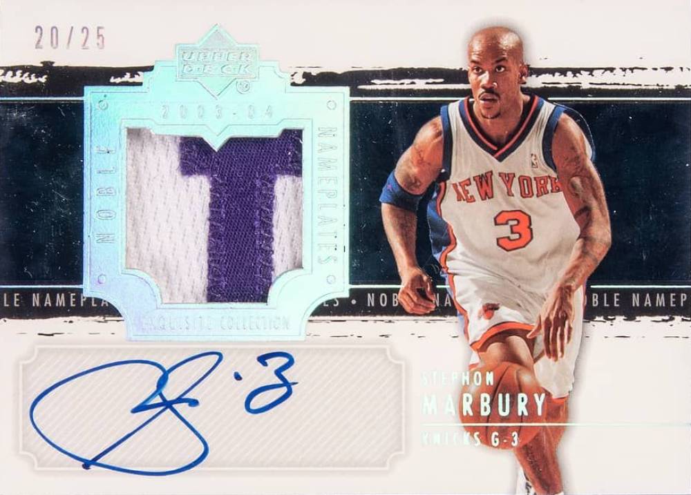 2003 Upper Deck Exquisite Collection Noble Nameplates Autograph Stephon Marbury #NN-ST Basketball Card