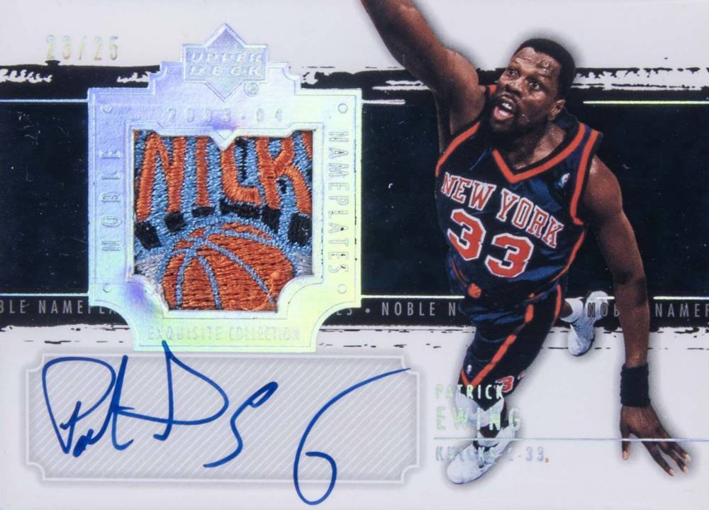 2003 Upper Deck Exquisite Collection Noble Nameplates Autograph Patrick Ewing #NN-PE Basketball Card