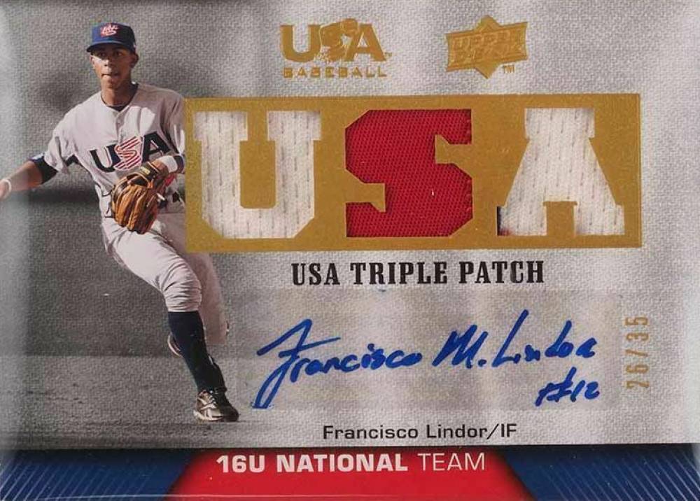 2008 Upper Deck USA Baseball 16U National Team Patch Autographs Francisco Lindor #FL Baseball Card