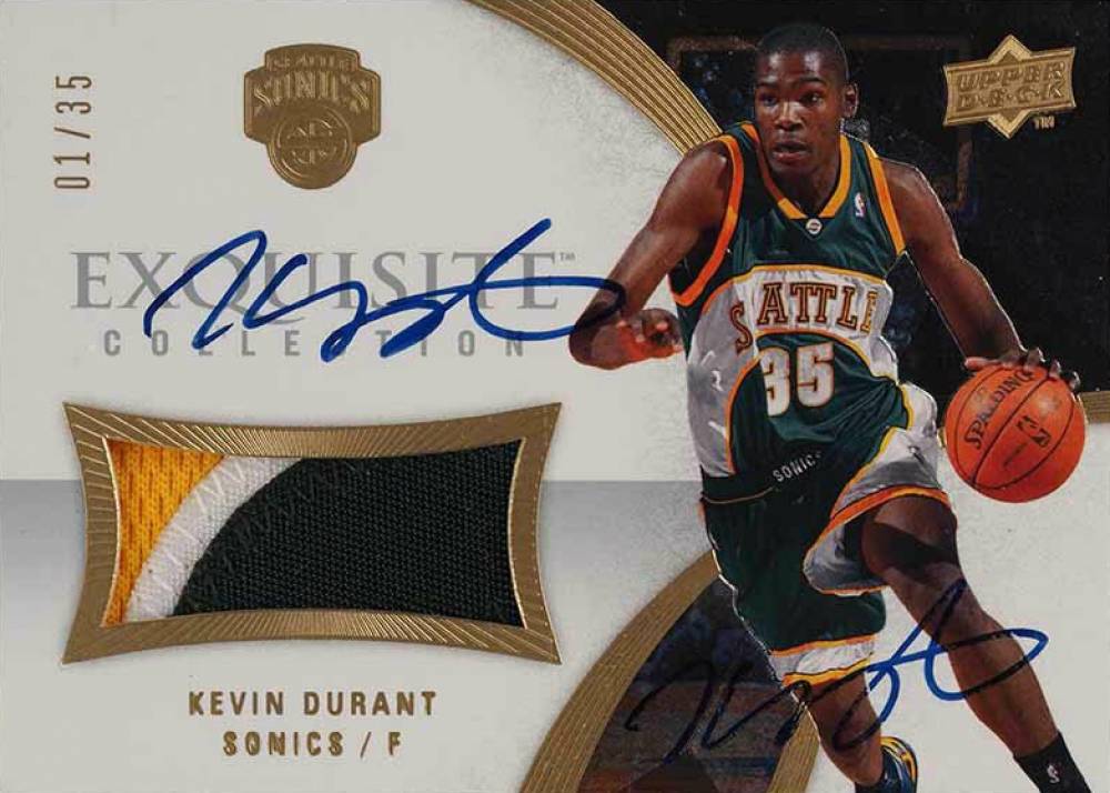 2007 UD Exquisite Collection Autograph Patches Kevin Durant #EA-KD Basketball Card