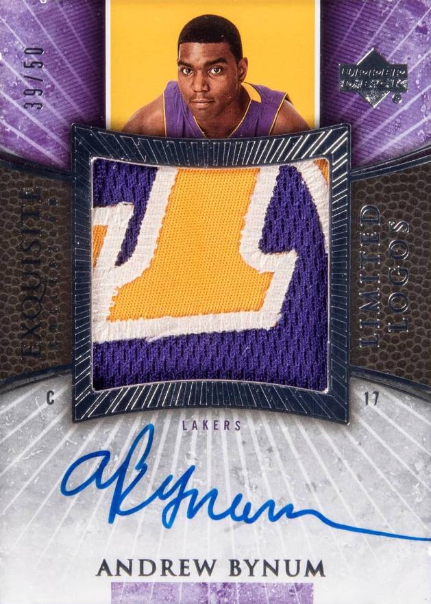 2005 Upper Deck Exquisite Collection Limited Logos Autograph Patch Andrew Bynum #LL-AN Basketball Card