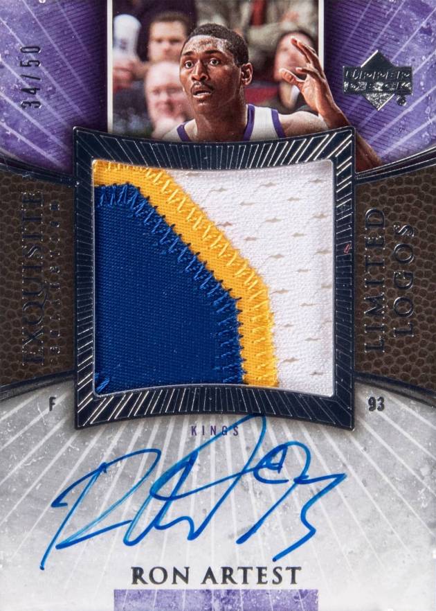 2005 Upper Deck Exquisite Collection Limited Logos Autograph Patch Ron Artest #LL-RA Basketball Card
