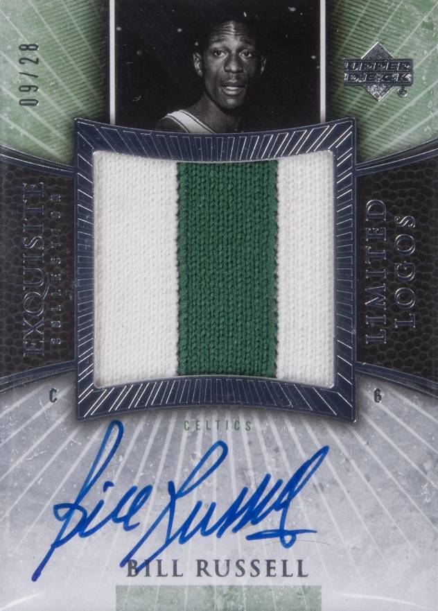 2005 Upper Deck Exquisite Collection Limited Logos Autograph Patch Bill Russell #LL-BR Basketball Card