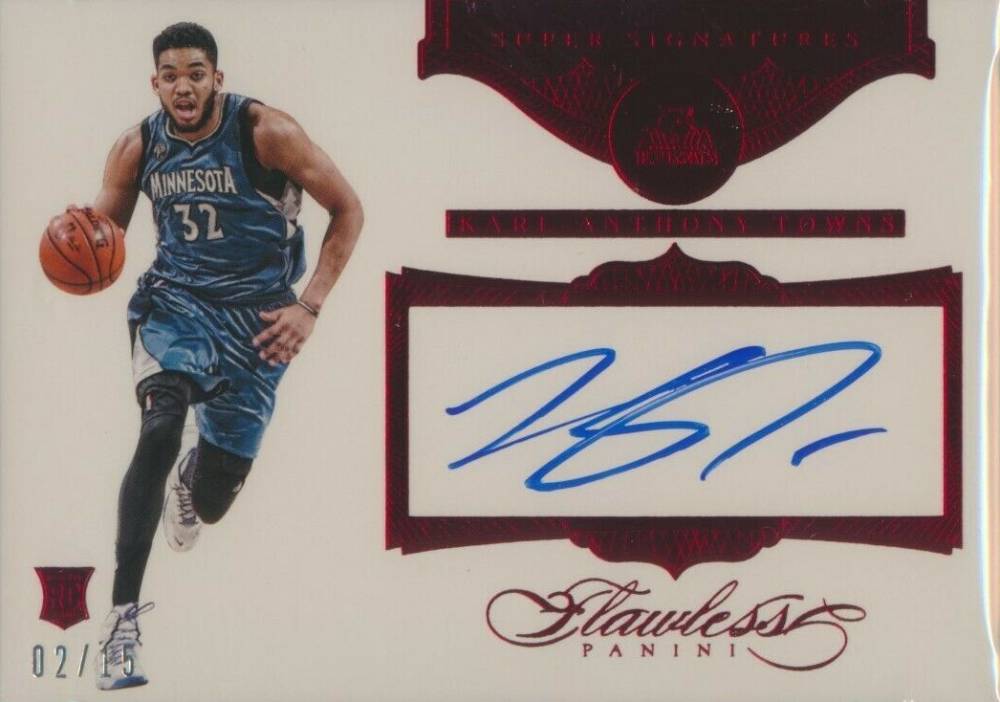 2015 Panini Flawless Super Signatures Karl-Anthony Towns #SS-TW Basketball Card