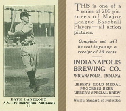 1916 Indianapolis Brewing Dave Bancroft #10 Baseball Card
