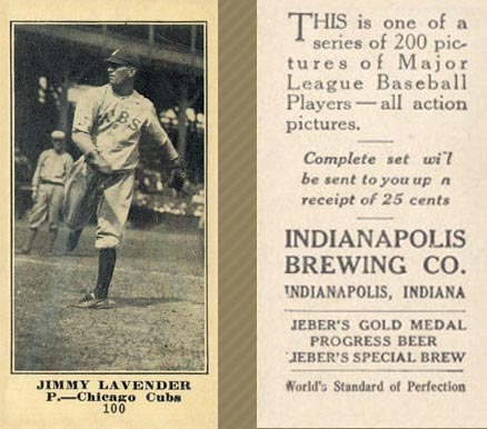 1916 Indianapolis Brewing Jimmy Lavender #100 Baseball Card