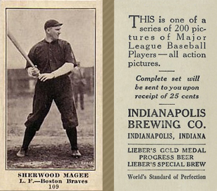 1916 Indianapolis Brewing Sherwood Magee #109 Baseball Card