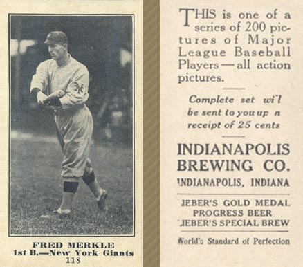1916 Indianapolis Brewing Fred Merkle #118 Baseball Card