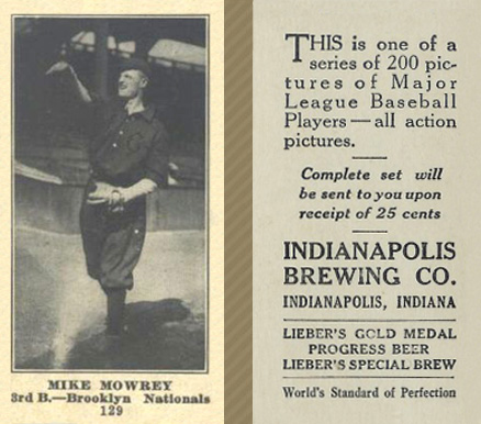 1916 Indianapolis Brewing Mike Mowrey #129 Baseball Card