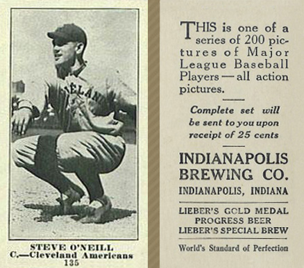 1916 Indianapolis Brewing Steve O'Neill #135 Baseball Card