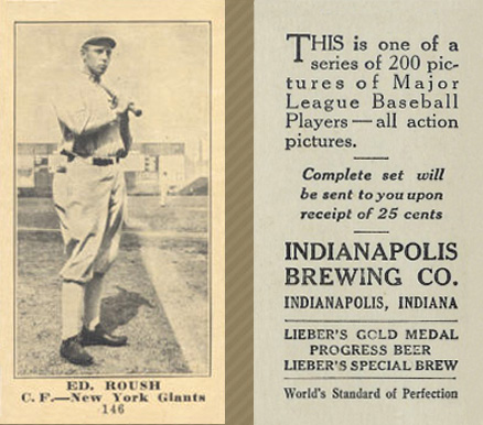 1916 Indianapolis Brewing Ed. Roush #146 Baseball Card