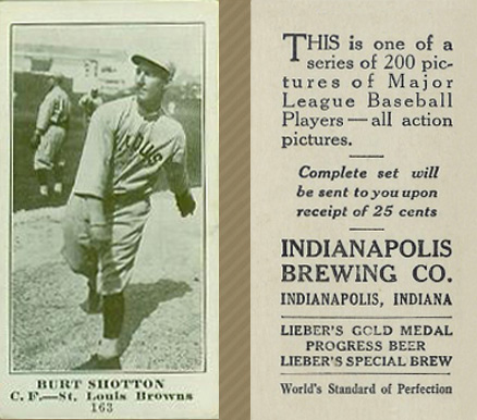 1916 Indianapolis Brewing Burt Shotton #163 Baseball Card