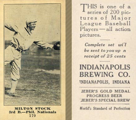 1916 Indianapolis Brewing Milton Stock #170 Baseball Card