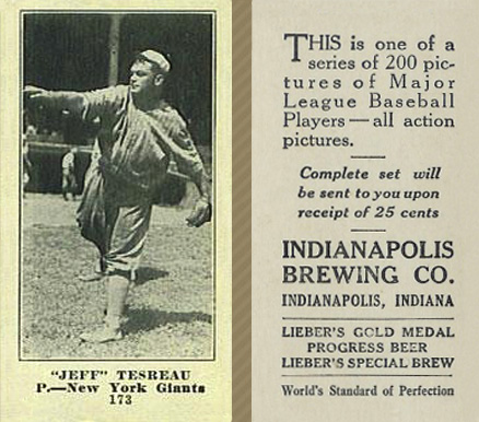 1916 Indianapolis Brewing Jeff Tesreau #173 Baseball Card
