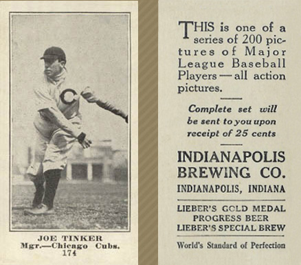1916 Indianapolis Brewing Joe Tinker #174 Baseball Card