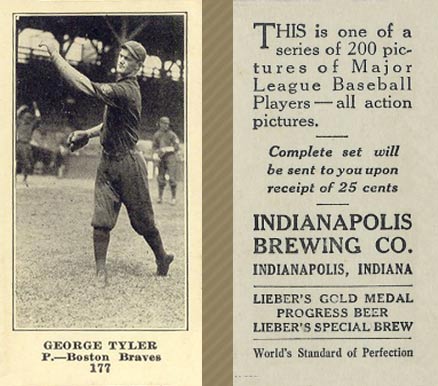 1916 Indianapolis Brewing George Tyler #177 Baseball Card