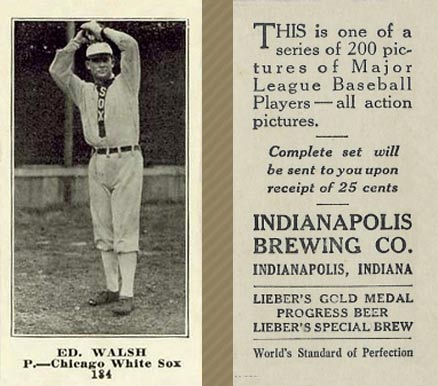 1916 Indianapolis Brewing Ed. Walsh #184 Baseball Card